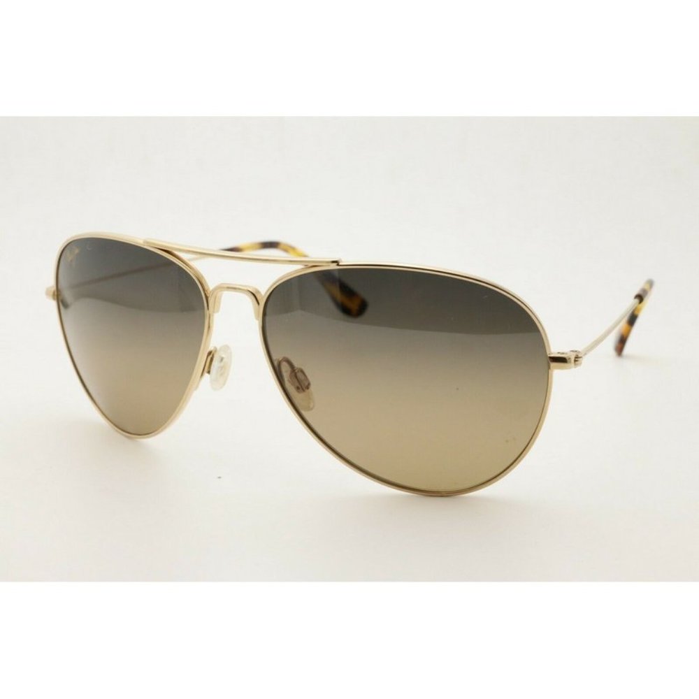Maui Jim Mavericks MJ 264-16 Aviator Gold Sunglasses Polarized Brown Lenses